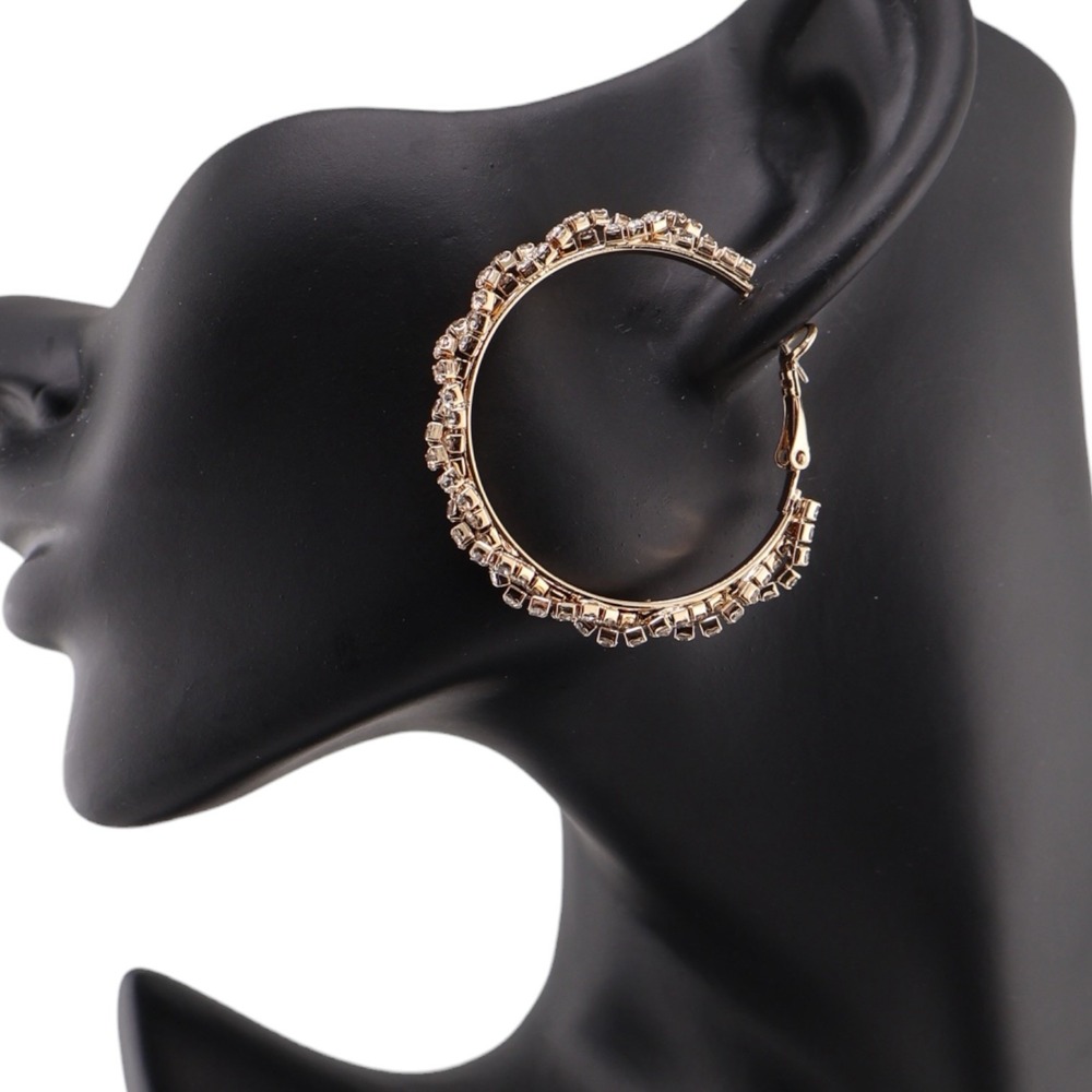 Mixit Large Gold Hoop Earrings Rhinestone Pave Wrap Hypoallergenic NWT